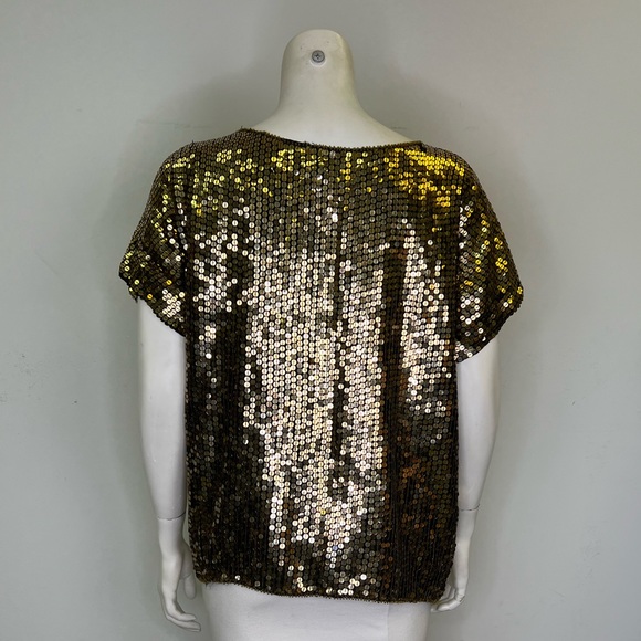Vintage 1980s Gold Sequin T Shirt - Picture 2 of 7